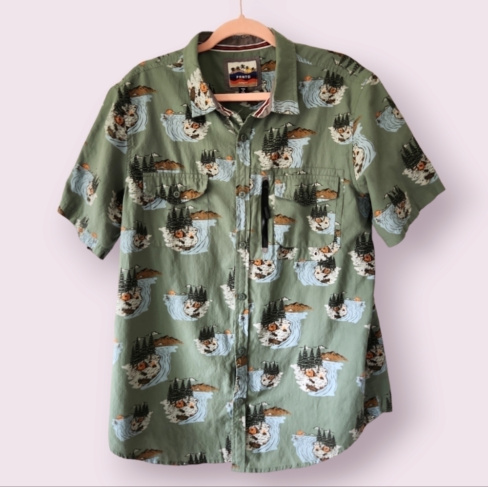 PRNTD |‎ EUC Great Outdoors Camp Shirt Green Size XL - Picture 2 of 6